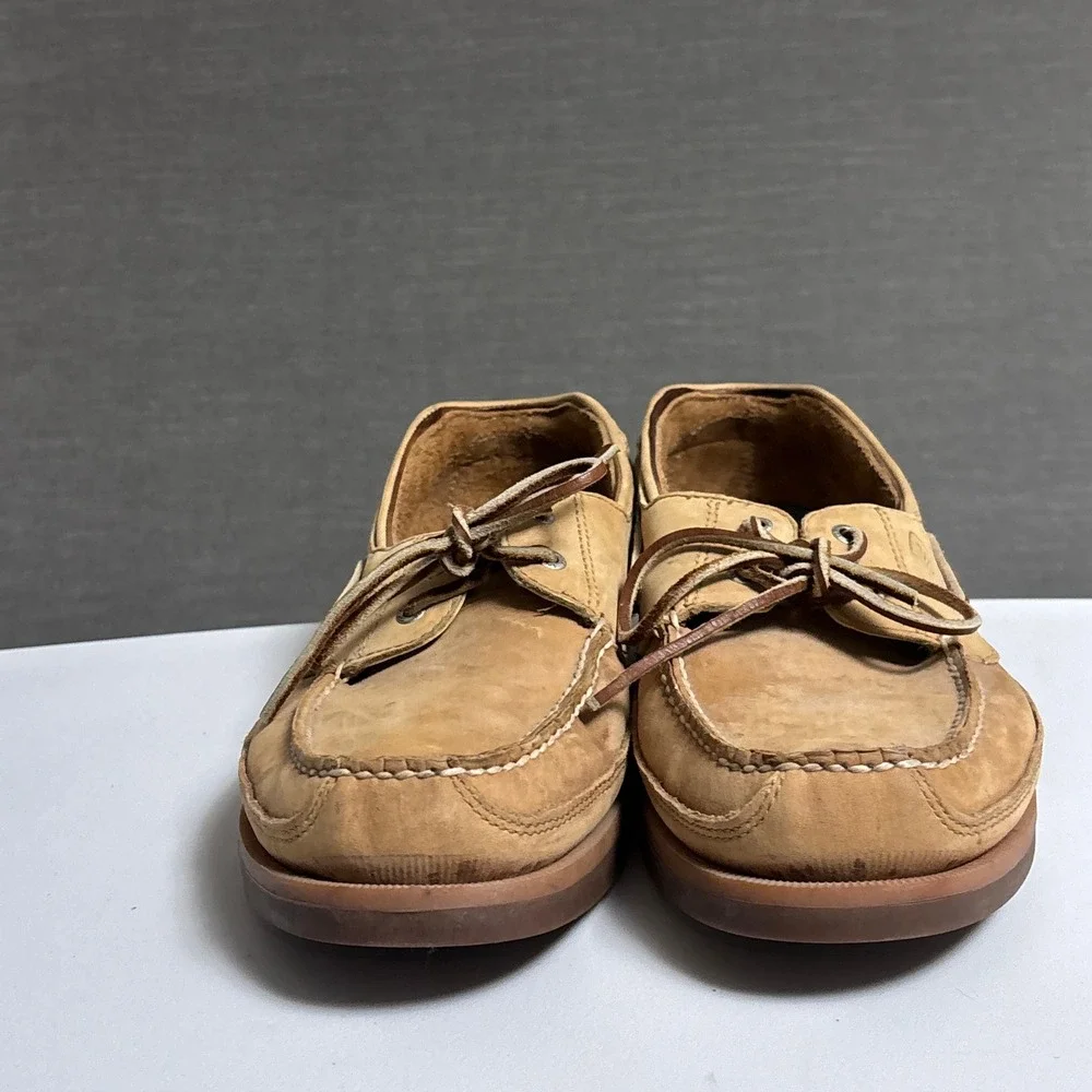 Sperry Boat Shoes 13M Tan Leather Moccasin Toe Casual Preppy Non Marking Classic
